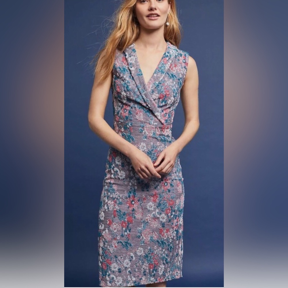 🌸 Anthropologie Maeve 🌸 Purple Floral Sleeveless Jacquard Dress
